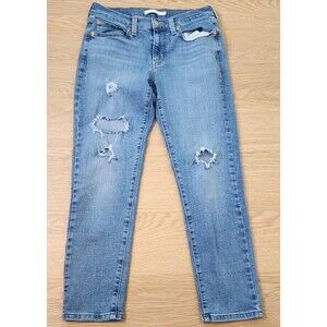 Levis Jeans Womens Blue Regular Fit High Rise Boyfriend Denim Pants 28x27